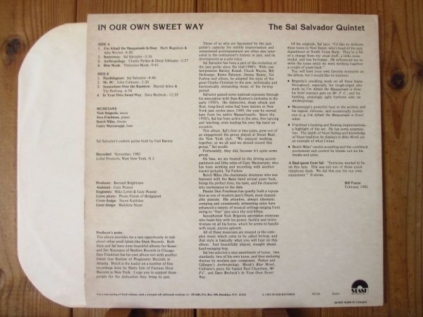 画像2: The Sal Salvador Quintet / In Our Own Sweet Way (2)