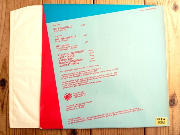 画像2: Allan Holdsworth, John Stevens, Jeff Young, Barry Guy, Ron Mathewson / Re Touch (2)