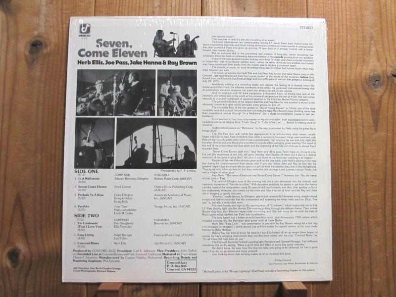 HERB ELLIS JOE PASS Seven, CJ2 Jazz Concord Come Eleven